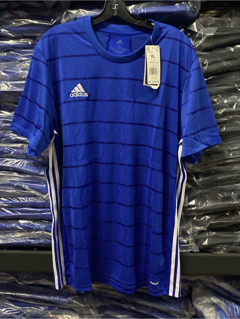 Adidas Aeroready Men’s Campeon 21 Soccer Jersey Royal Blue Striped XL NWT FT6762